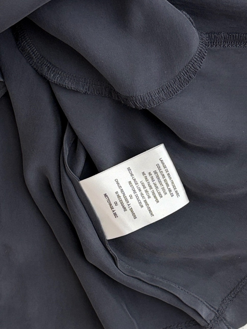 Go by Go Silk Top Pullover Pockets 100% Silk Shirt Blue Long Sleeve Medium - Picture 10 of 15